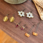 Maroon and Gold Small Drip Earring
