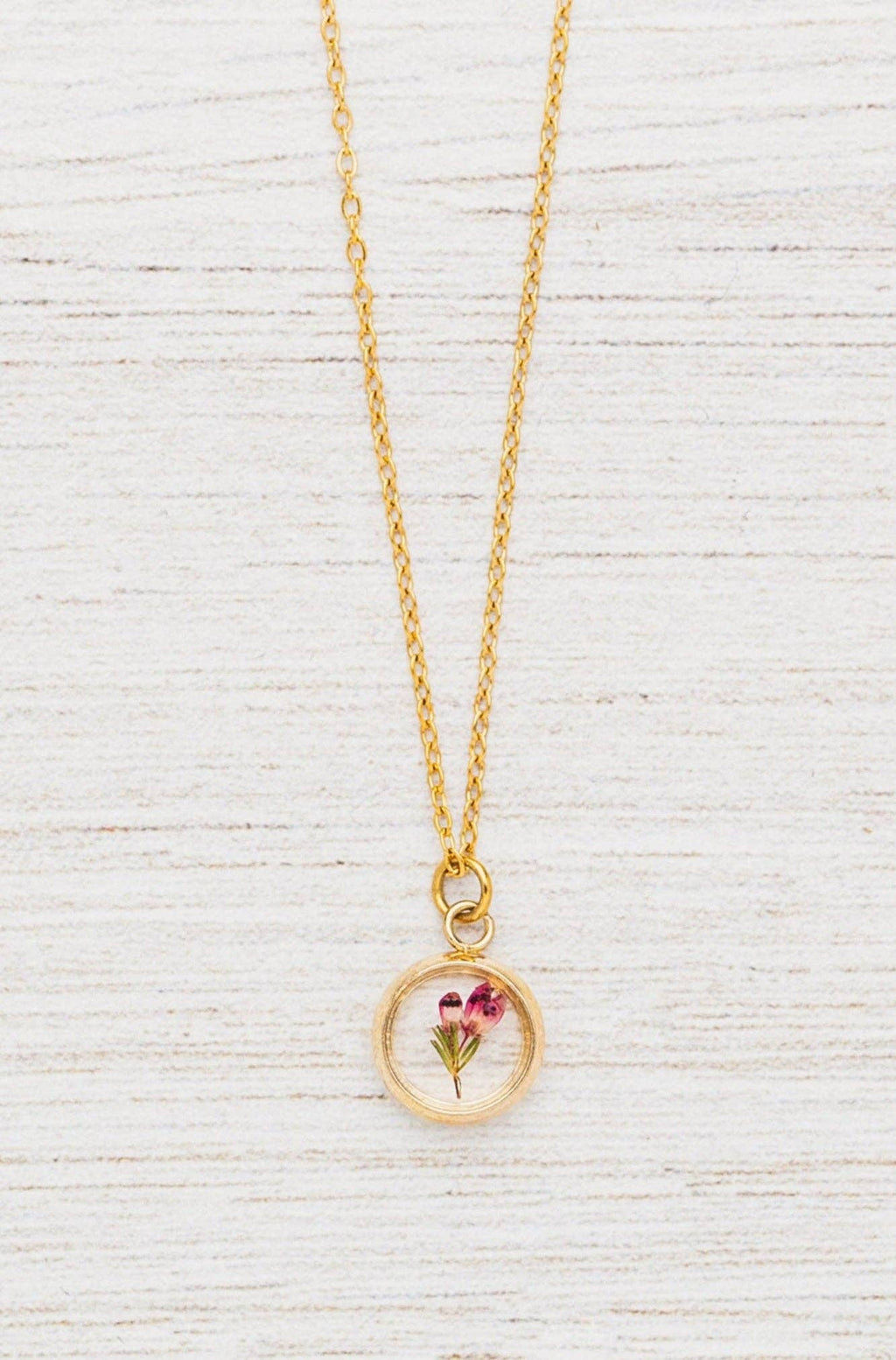 Pressed Heather Flower Necklace