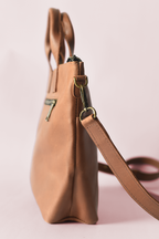 Medium Brown Leather Crossbody with Outside Pockets