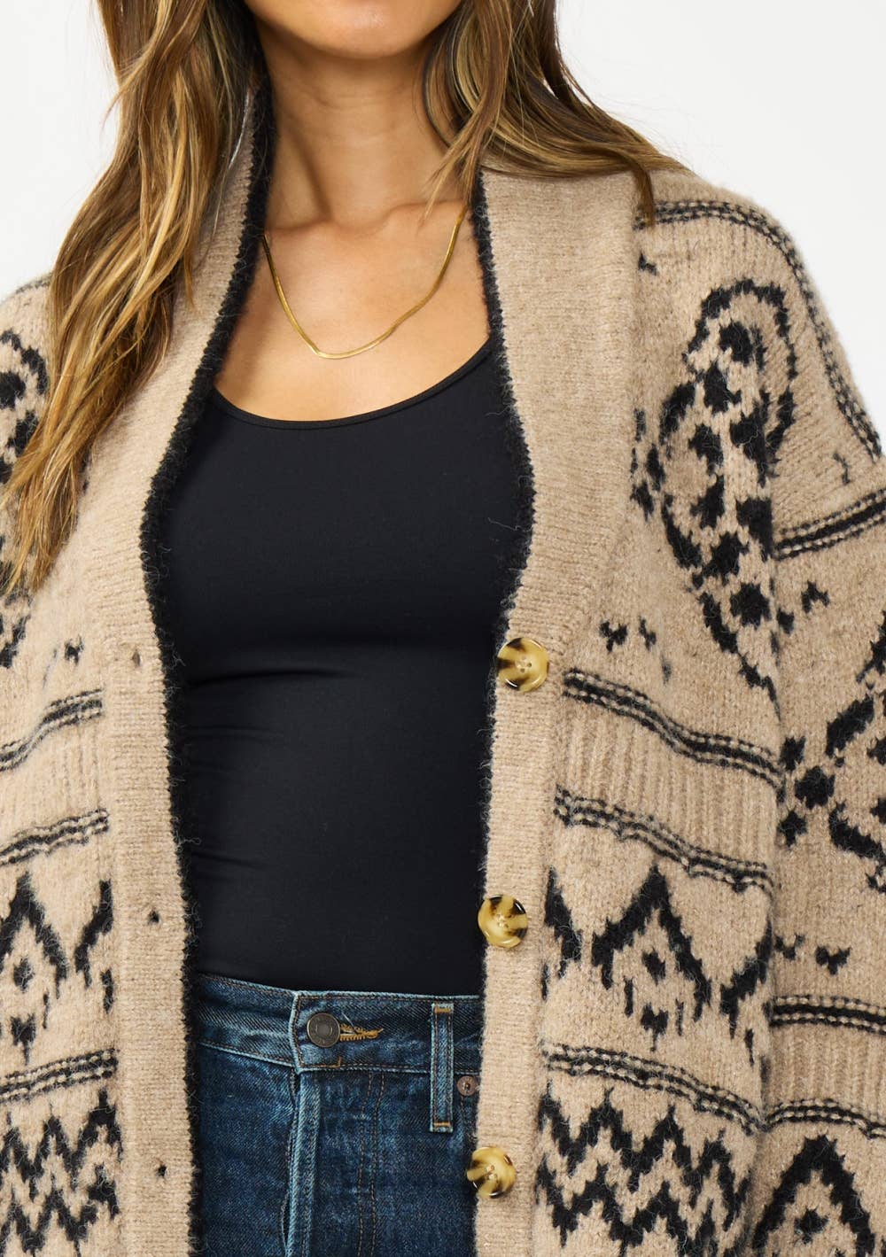 Tribal Button Front Sweater Cardigan