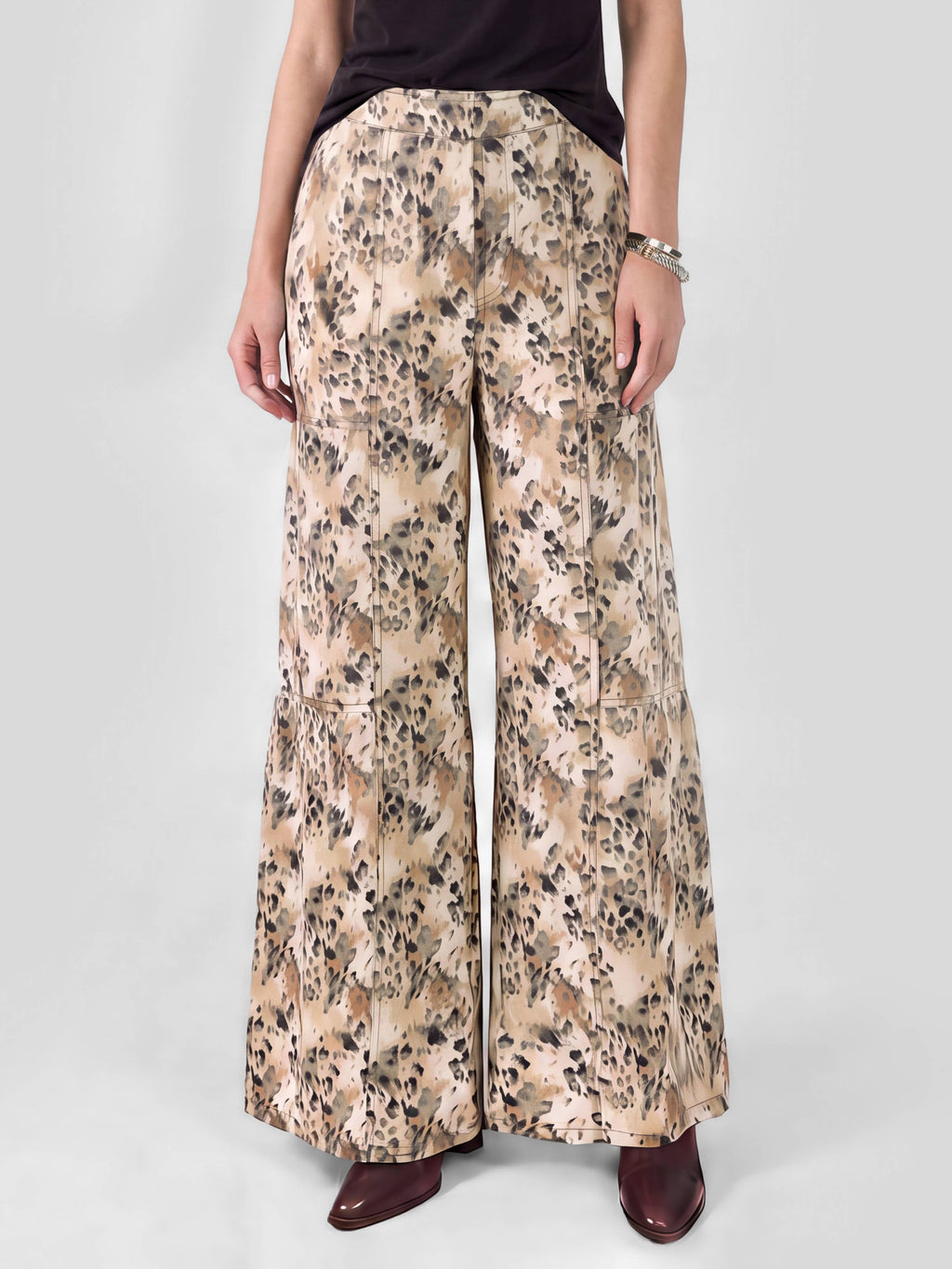 Leopard Tiered Wide Leg Palazzo Pants