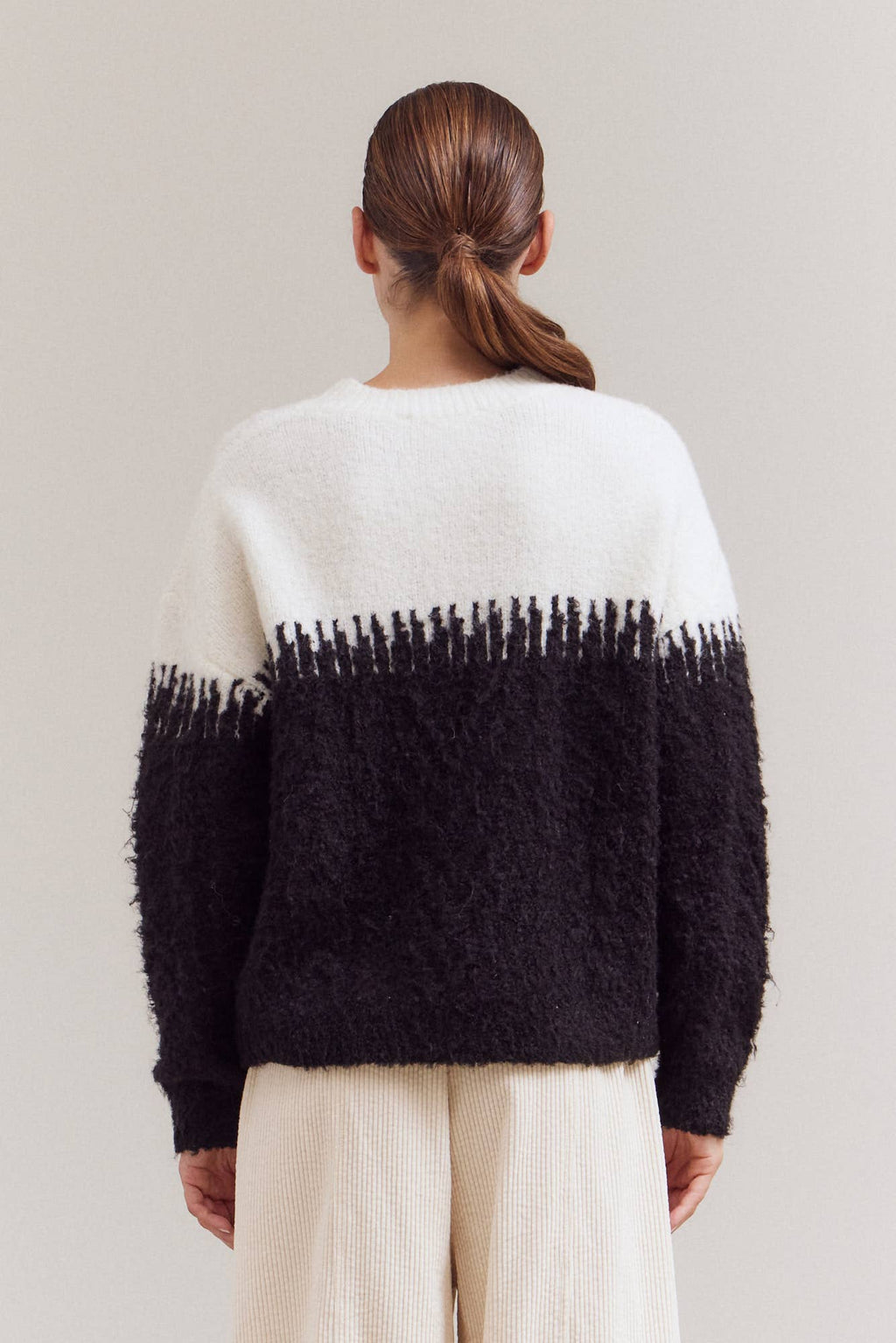 YARN MIXED BLOCK SWEATER TOP