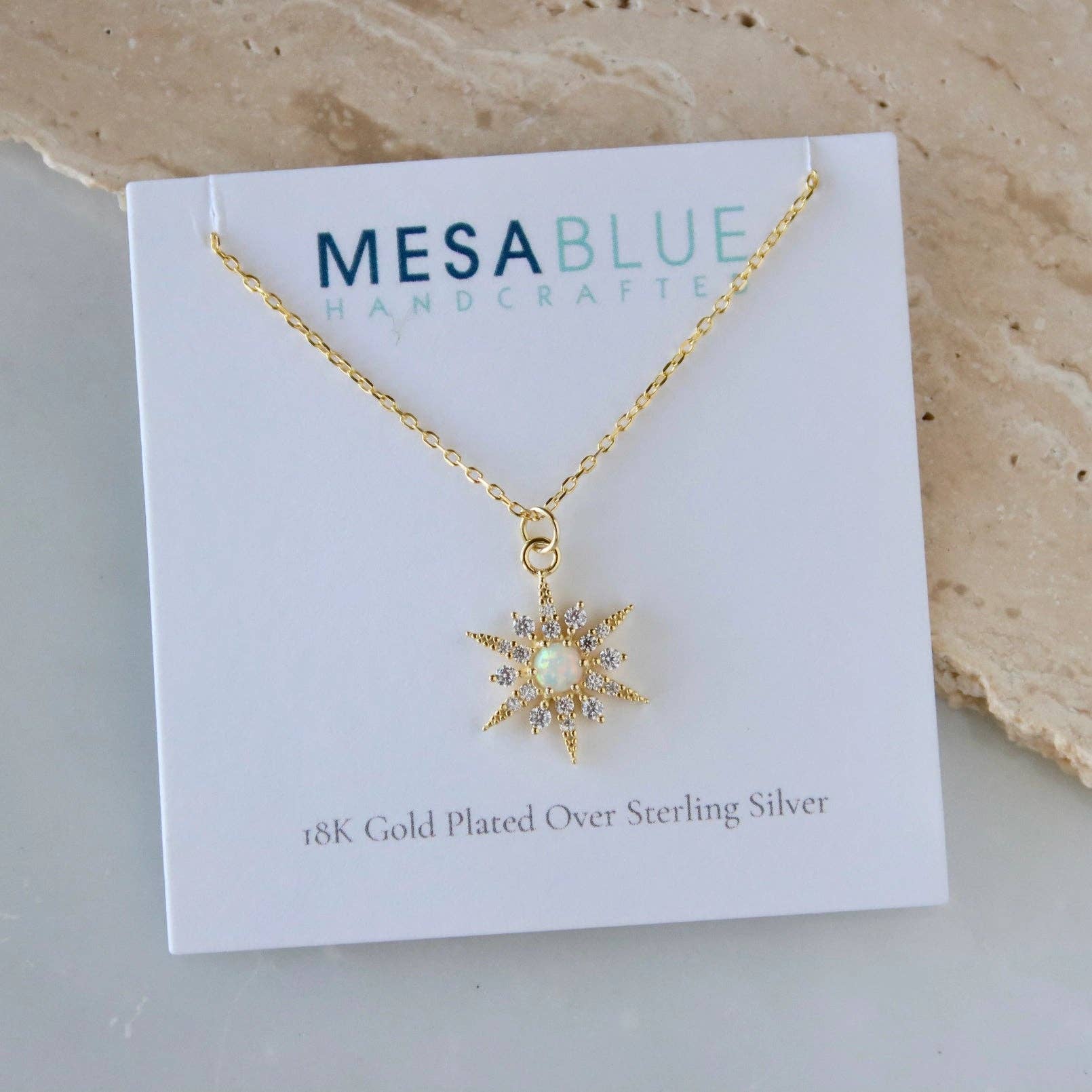 CZ Opal Starburst Necklace 