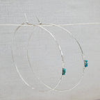 Turquoise Detail Hammered Silver Hoop Earrings