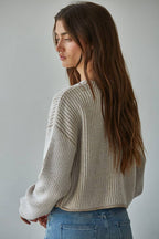Knit Sweater Acrylic Ribbed Crew Neck Pullover