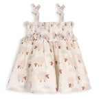 Sheep Baby Smocked Strap Dress+Bloomer Set (Organic Muslin)