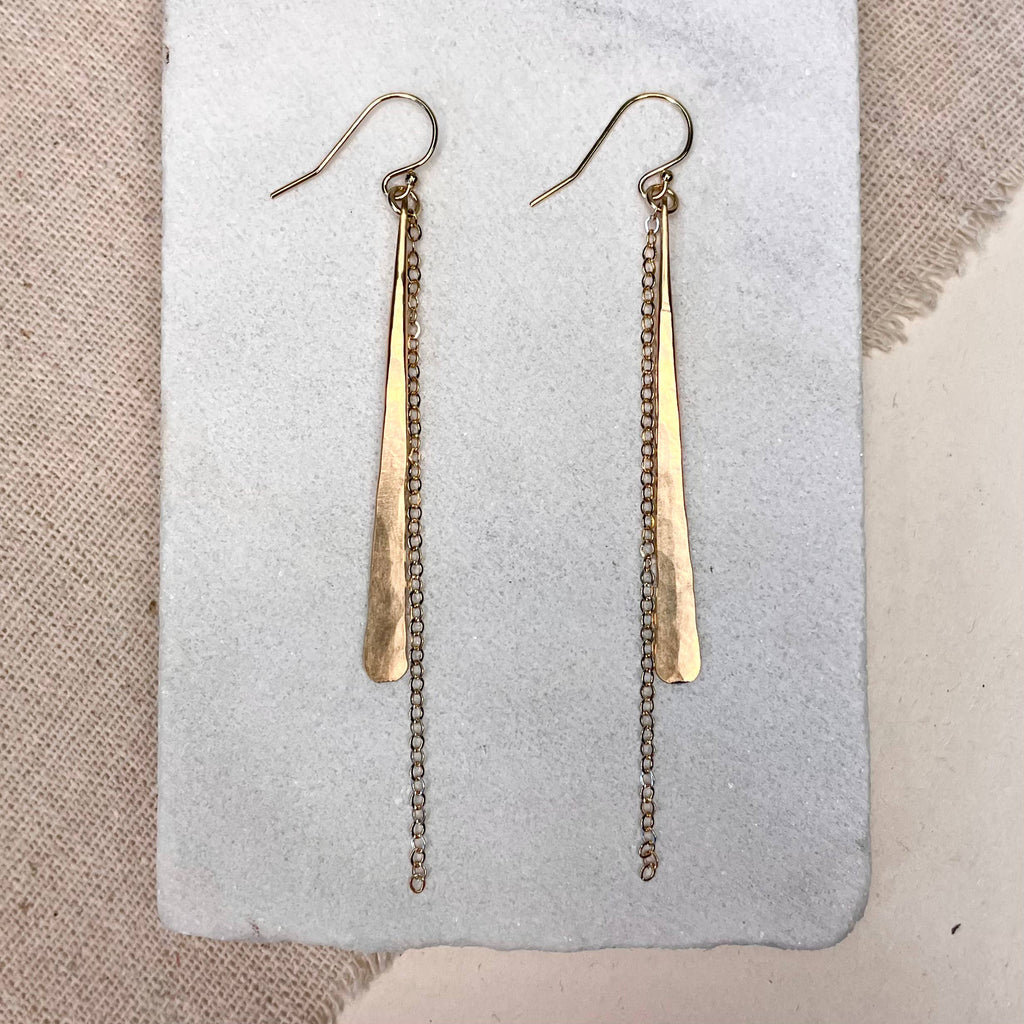 Hammered Stick and Chain Earrings