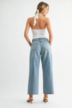 High Rise Twist Seam Barrel Jean Medium Denim