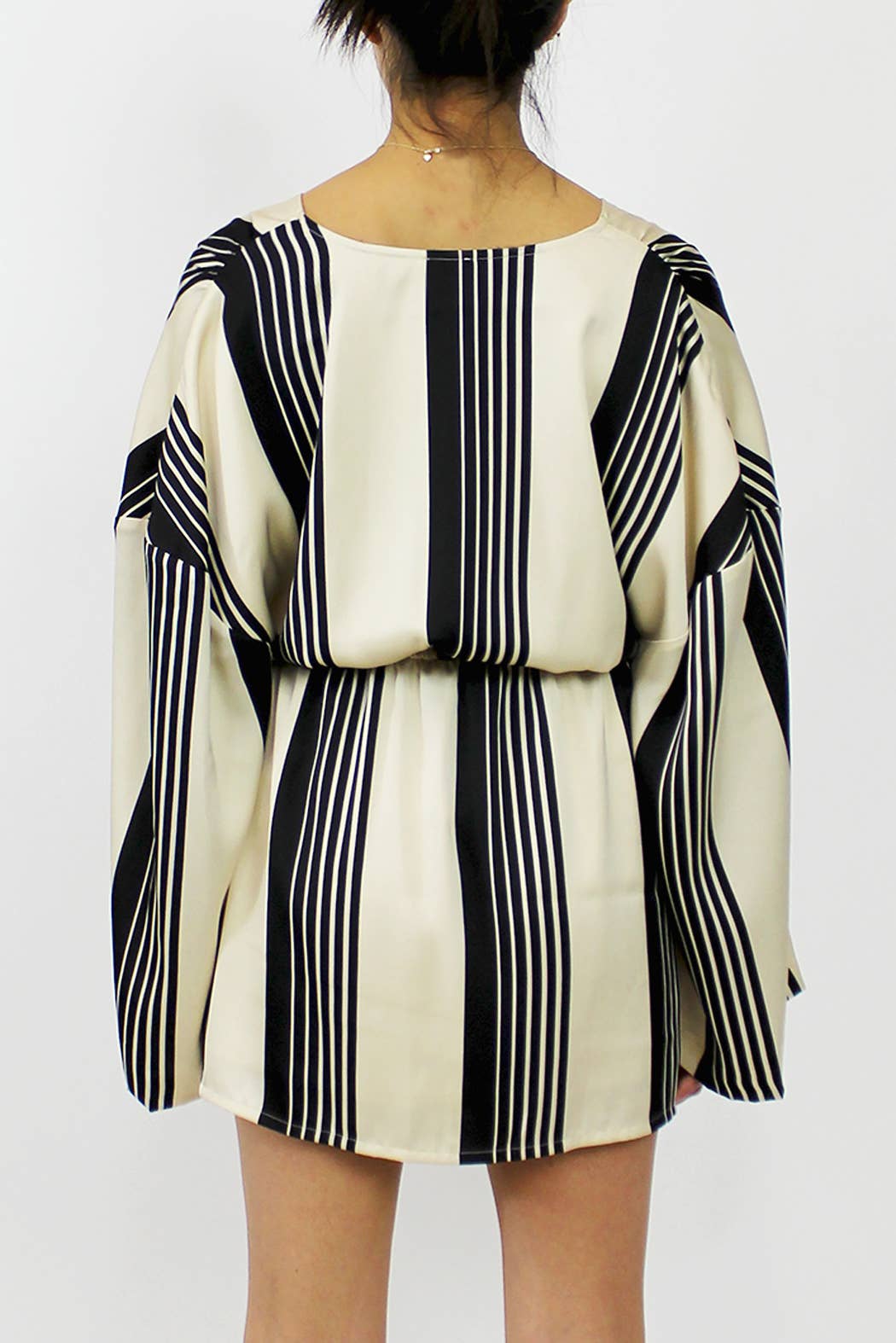 Elastic Waist Striped Mini Dress