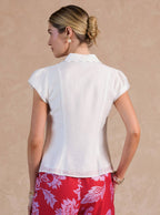Button Down Slim Fit Short Sleeve Blouse