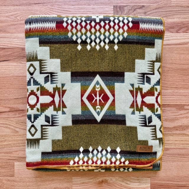 Southwest Alpaca Queen/Throw Blanket – Sandstone Reversible
