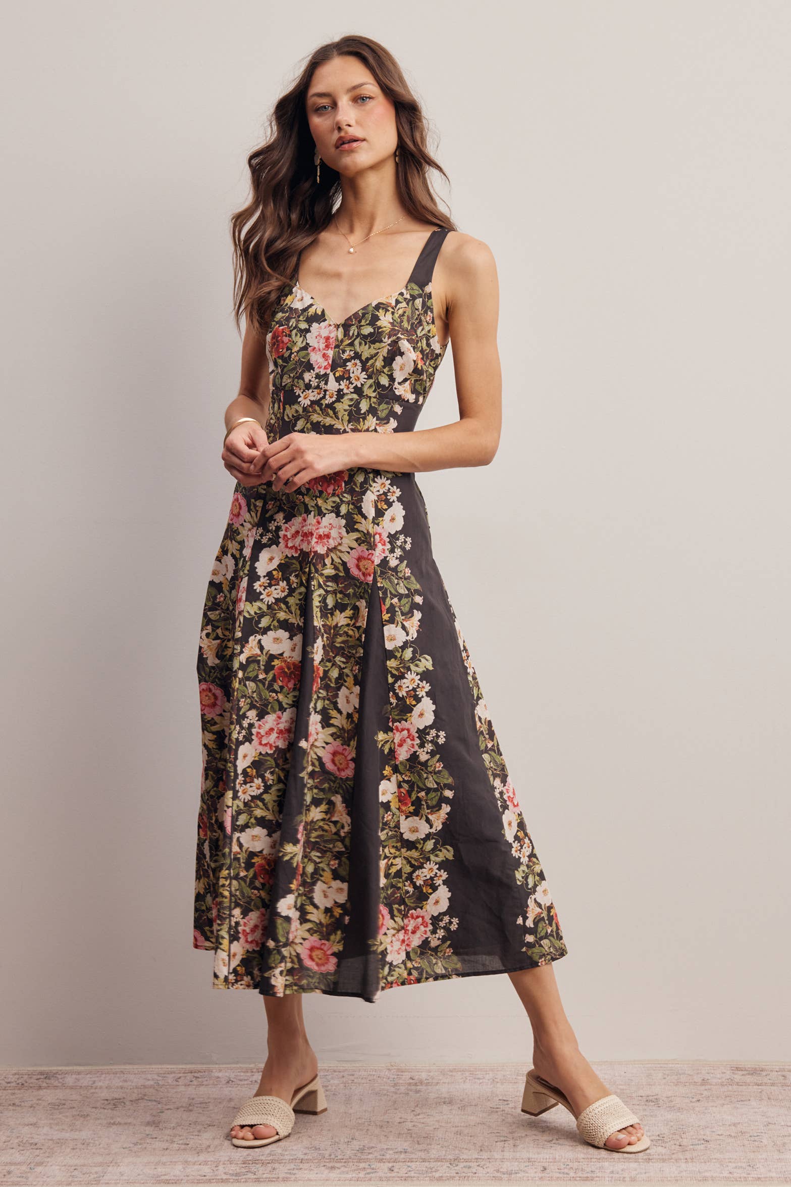 Floral Panel Midi Dress