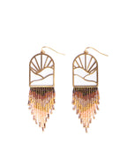 Beaded Handwoven Sedona Sunset Fringe Earrings (Beige/Brown)
