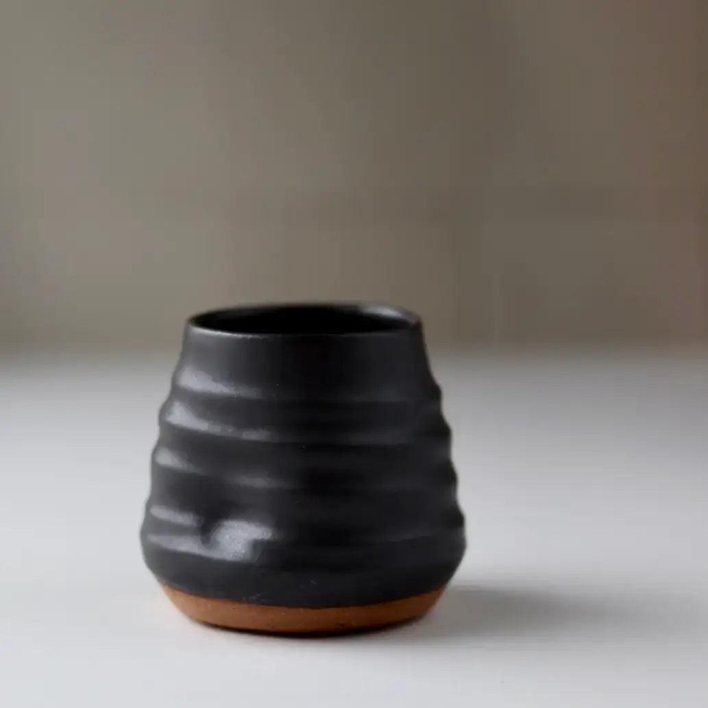 Anytime Cup Black handmade pottery wine + Cocktail tumbler 