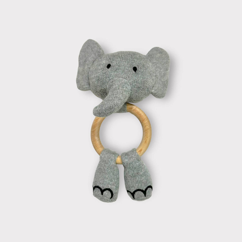 Elephant- Baby Teething Ring Rattle Toy (Organic)