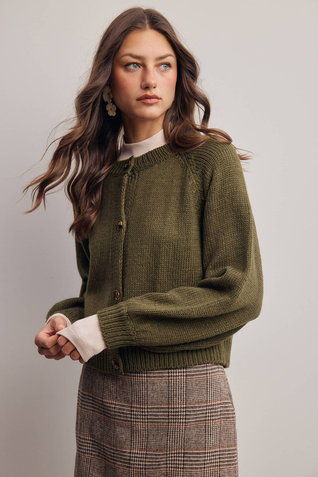 Classic Knit Button Front Cardigan