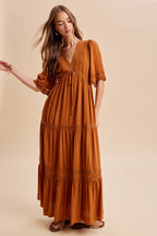 TENCEL LACE TRIM MAXI DRESS