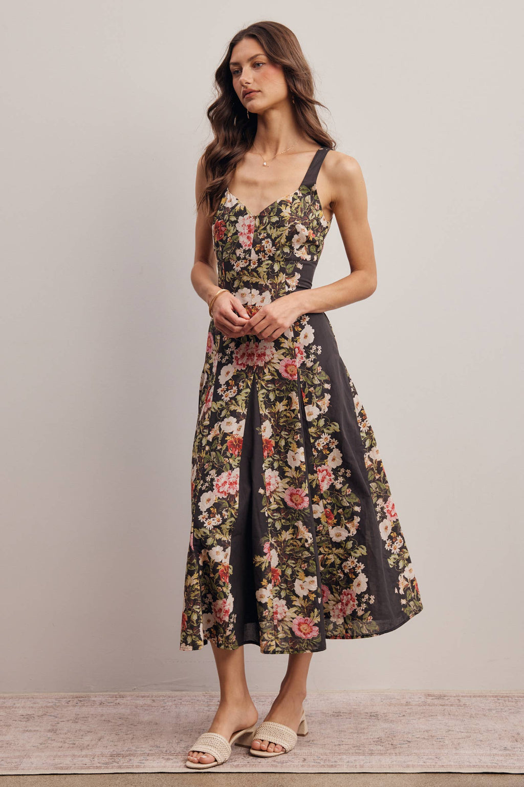 Floral Panel Midi Dress