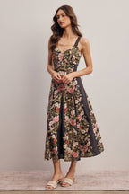 Floral Panel Midi Dress