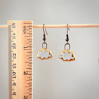 White Mini Cloud Gold Lining Ceramic Earrings