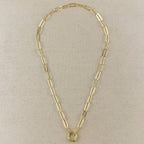 Paperclip Chain With Round Clicker Clasp Necklace