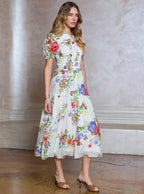 Floral Printed Smocked Midi Dress