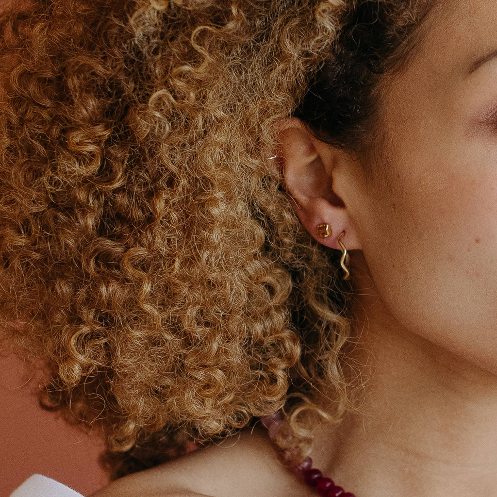 Topaz Tiny Studs | Raw Yellow Topaz Earrings