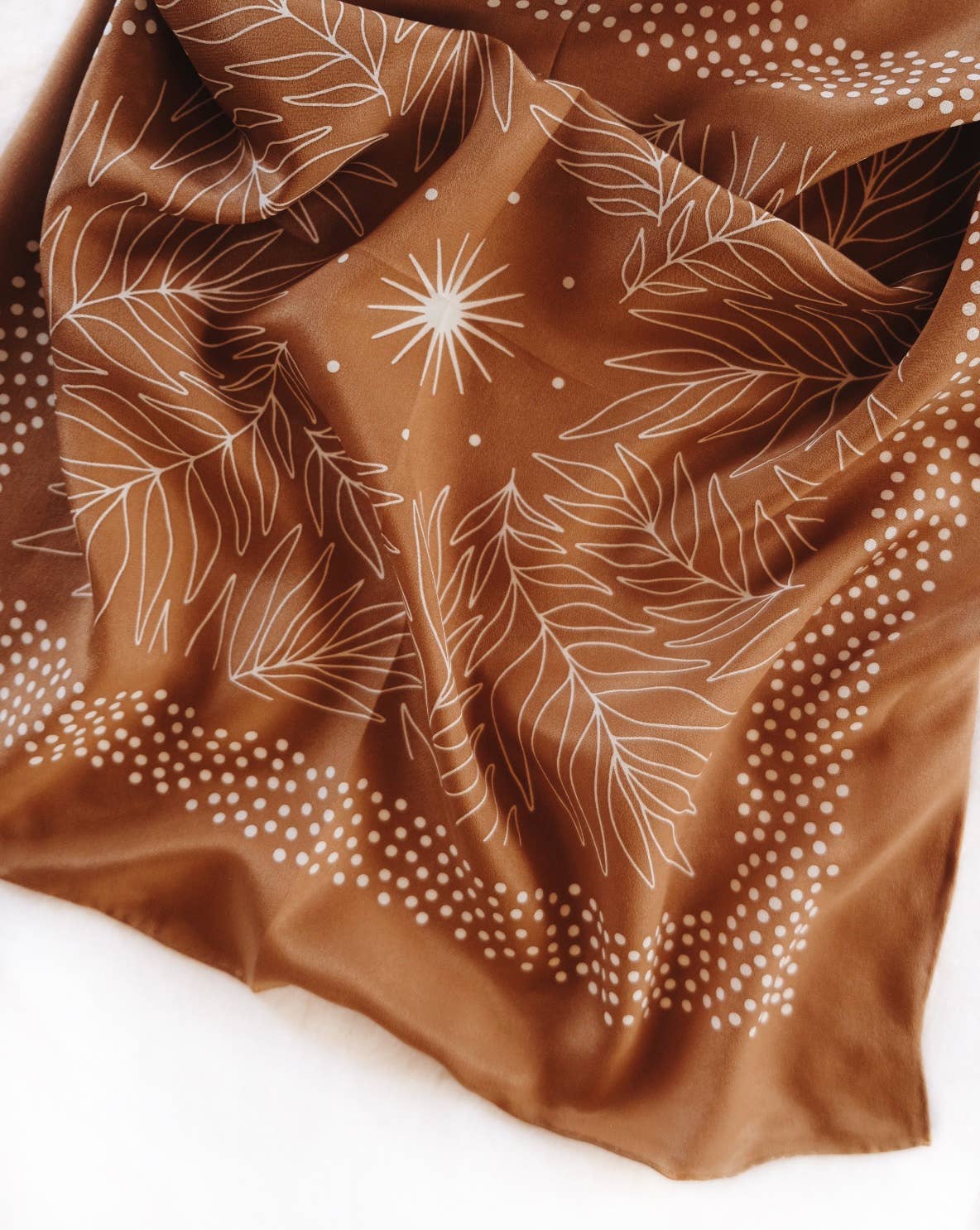 Tropical Palms Amber Western Style Bandana - 100% Silk
