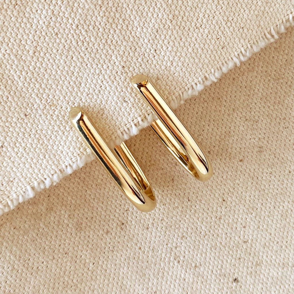 J Hoop Earrings - 18k Gold Filled