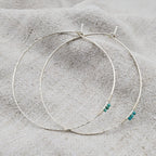 Turquoise Detail Hammered Silver Hoop Earrings