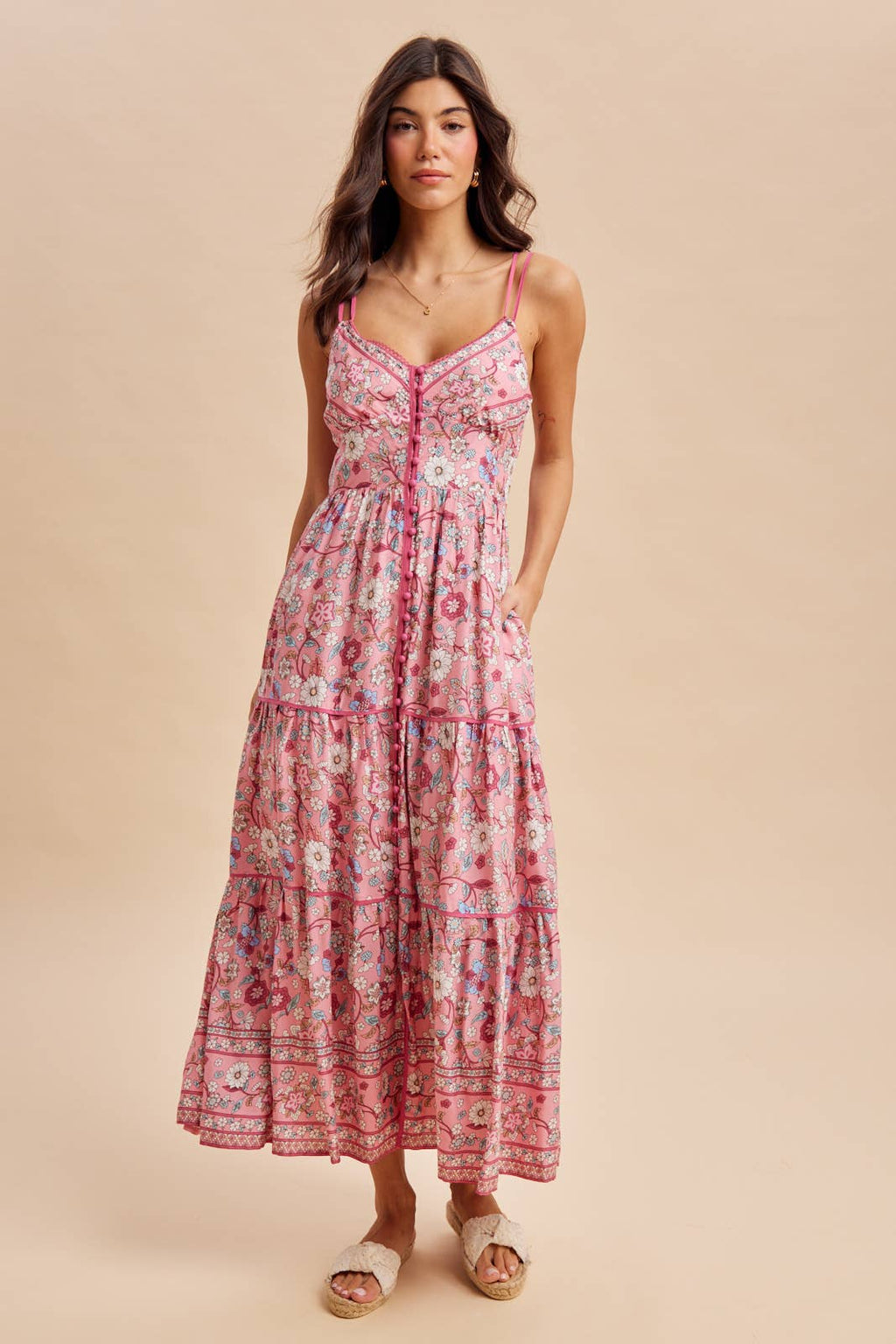 BORDER PRINT MAXI DRESS