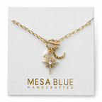 CZ Opal Pearl Star and Moon Necklace