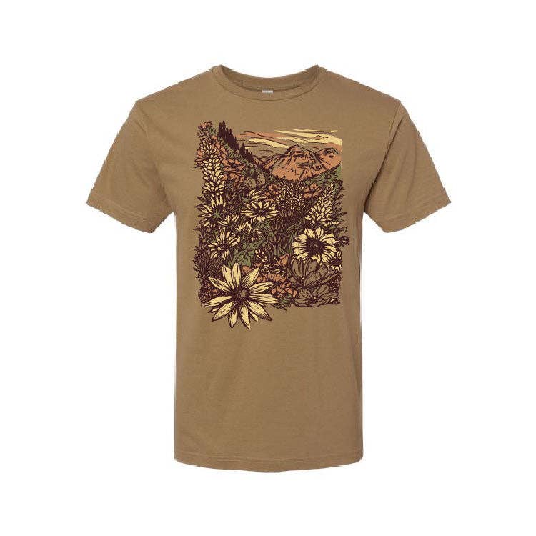 Flower Meadow Unisex Tee - Coyote Brown
