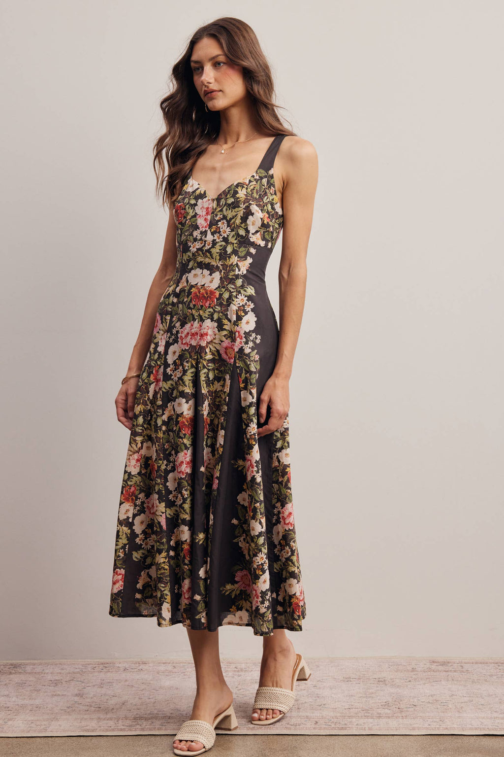 Floral Panel Midi Dress