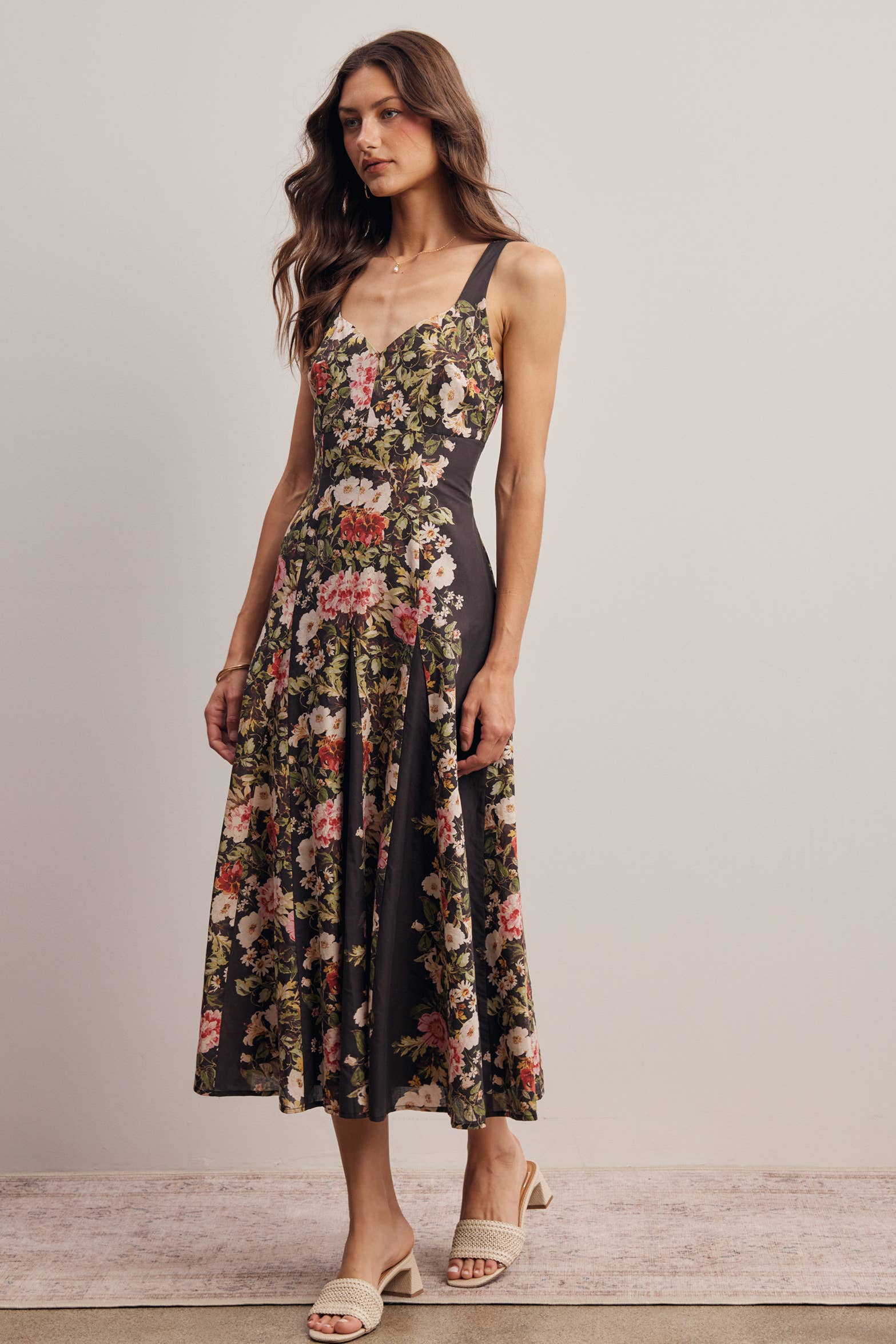 Floral Panel Midi Dress