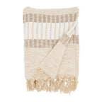Earthy Elegance Woven Stripe Throw Blanket with Fringe