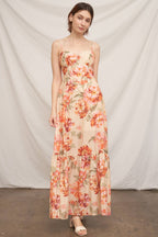 Sleeveless Floral Print Maxi Dress