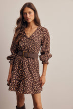 Floral Printed Corduroy Mini Dress
