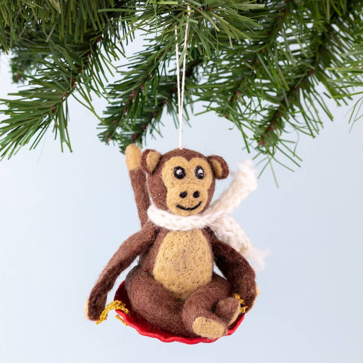 Sledding Monkey Ornament