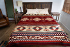 Andean Alpaca Wool Blanket - Wildfire - Red/Cream