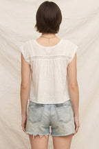 Embroidered Detail Short Sleeve Top