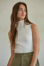 Knit Turtleneck Sleeveless Pullover Top