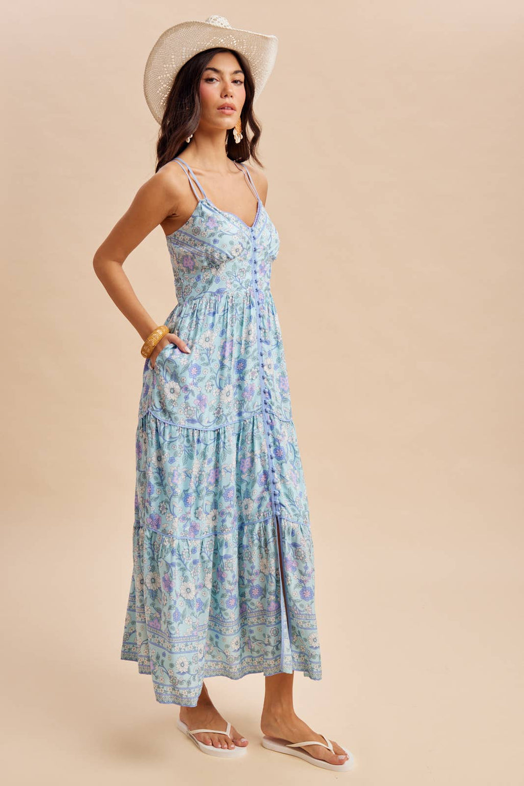 BORDER PRINT MAXI DRESS