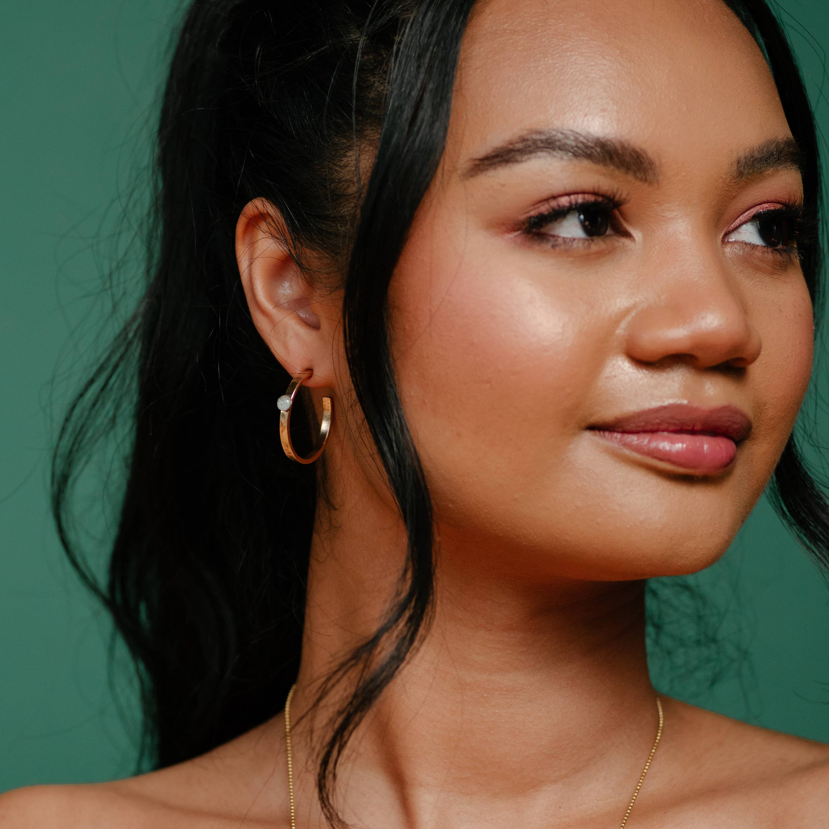 The Classic Hoops- with crushed gem accents