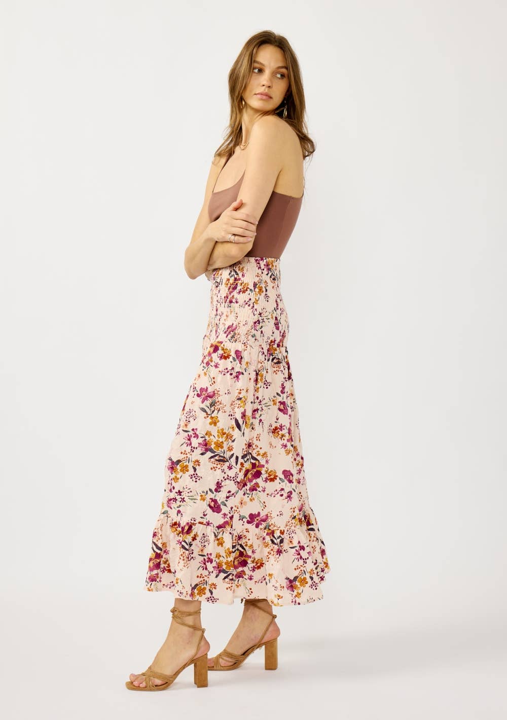 Floral Convertible Smocked Waist Skirt