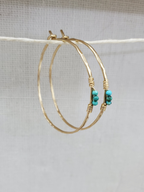 Turquoise Detail Hammered Hoops
