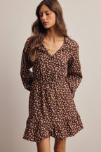 Floral Printed Corduroy Mini Dress