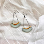 Turquoise Collar Ceramic Earrings with Gold Line