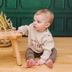 BORN TO SHINE Chunky Knit Slouchy Baby Pullover Sweater