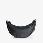 Pebbled Leather Moon Sling Bag - Black